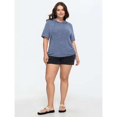 Bloomchic Stretchy Hooded Drawstring Adjustable T-shirt In Gray