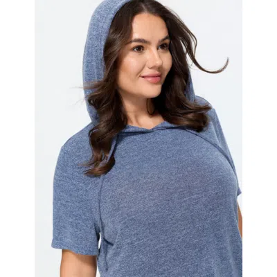 Bloomchic Stretchy Hooded Drawstring Adjustable T-shirt In Gray