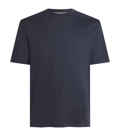 Canali Cotton Stripe T-shirt In Blue