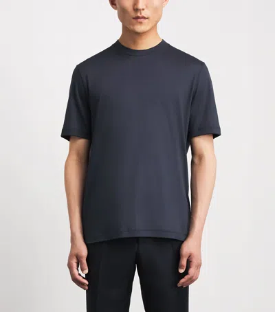 Canali Cotton Stripe T-shirt In Blue