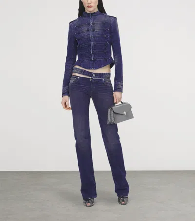 Alexander Mcqueen Mcqueen Slashed Zip Low-rise Bootcut Jeans In Blue