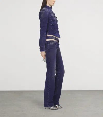 Alexander Mcqueen Mcqueen Slashed Zip Low-rise Bootcut Jeans In Blue