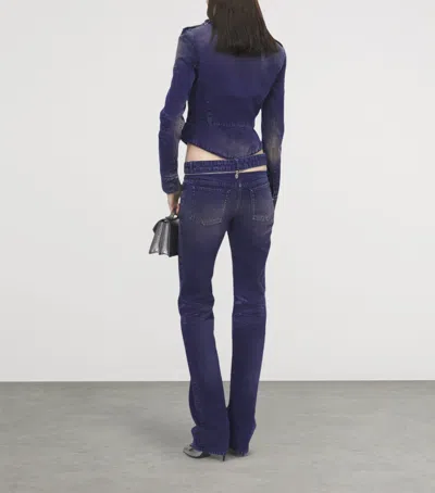 Alexander Mcqueen Mcqueen Slashed Zip Low-rise Bootcut Jeans In Blue