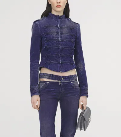 Alexander Mcqueen Mcqueen Slashed Zip Low-rise Bootcut Jeans In Blue