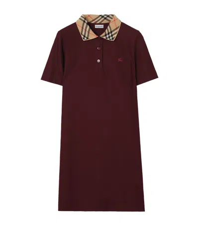 Burberry Dress Checked Collar Short Sleeves Design In Brown