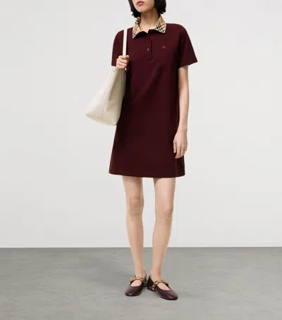Burberry Dress Checked Collar Short Sleeves Design In Brown