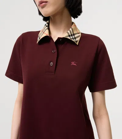 Burberry Dress Checked Collar Short Sleeves Design In Brown