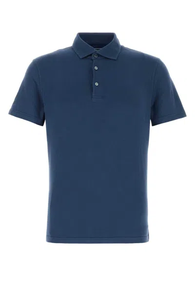 Fedeli Navy Blue Solid Polo In Navy Blue