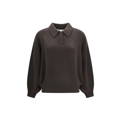Lisa Yang Knitwear Casual Collar Detail Long Sleeves In Brown