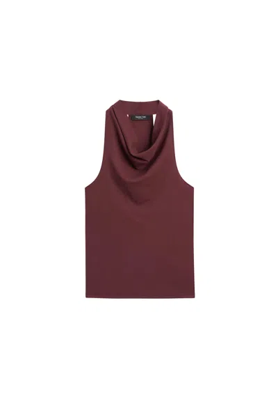 Massimo Dutti Top Drapeado 100% Algodón In Burgundy