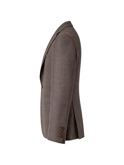 Pal Zileri Check-pattern Notched-lapel Jacket In Brown
