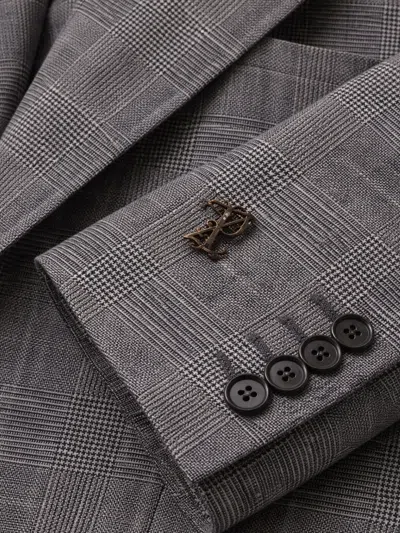 Pal Zileri Check-pattern Blazer In Gray