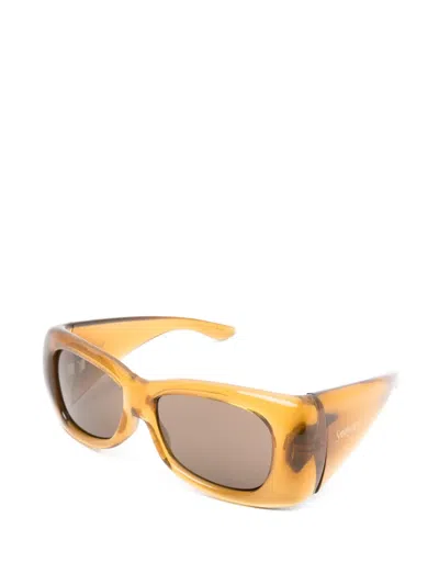 Saint Laurent Rectangle-frame Sunglasses In Brown