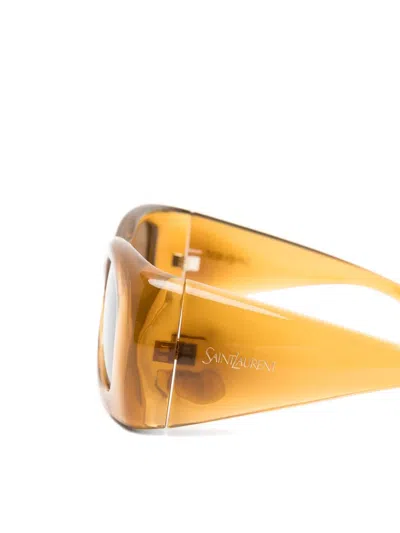 Saint Laurent Rectangle-frame Sunglasses In Brown