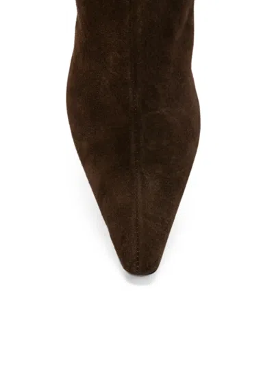 Alohas Ambar Rift Pointed Toe Kitten Heel Suede Boots In Brown