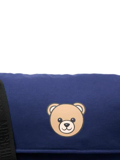Moschino Teddy Bear Patch Shoulder Bag In Blue