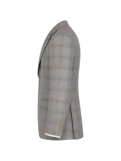 Pal Zileri Check-pattern Blazer In Gray