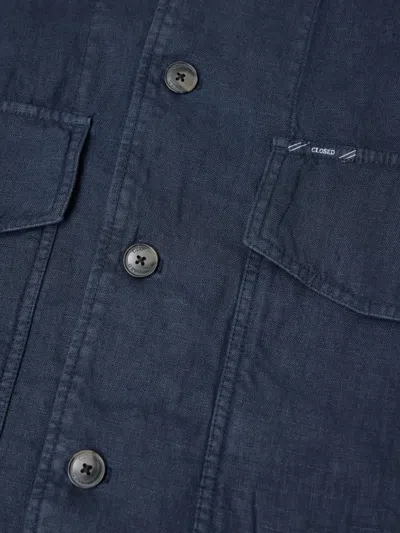 Closed Button-up Patch-pocket Jacket In Blue