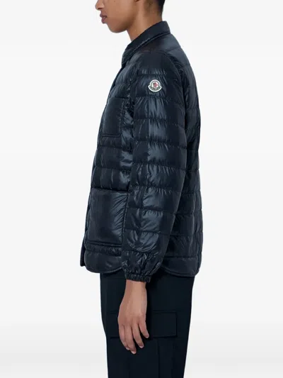 Moncler Fouine Quilted Puffer Jacket Long Sleeves In Blue