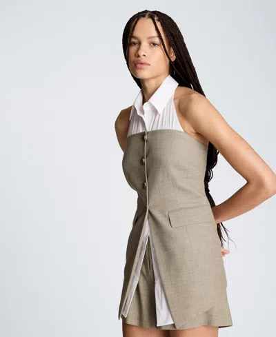 Kenneth Cole Strapless Vest With Removeable Halter In Gray