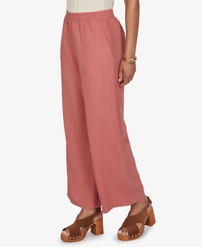 Ruby Rd. Petite Lace Trim Lightweight Pull-on Pants In Pink
