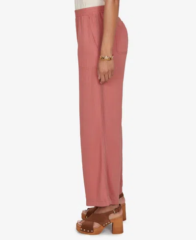 Ruby Rd. Petite Lace Trim Lightweight Pull-on Pants In Pink