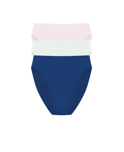 Natori Bliss Bare Cotton High Cut Brief 3-pack In Multi