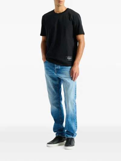 Balmain Logo-patch T-shirt In Black