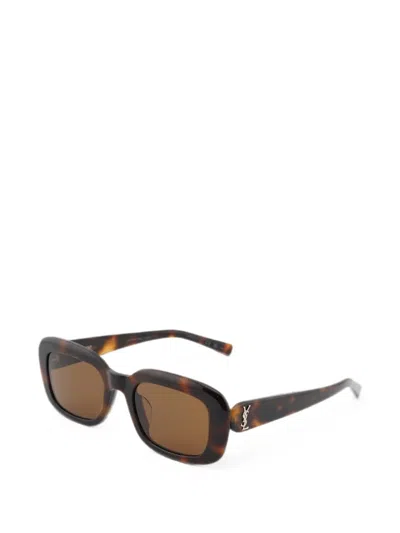 Saint Laurent Rectangle-frame Sunglasses In Brown