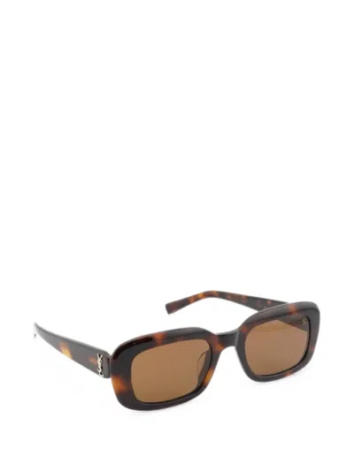 Saint Laurent Rectangle-frame Sunglasses In Brown