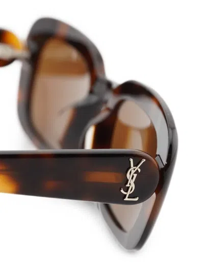 Saint Laurent Rectangle-frame Sunglasses In Brown
