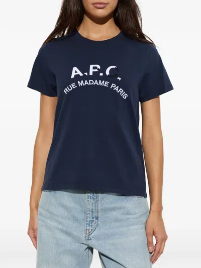 A.p.c. Logo-embroidered T-shirt In Blue