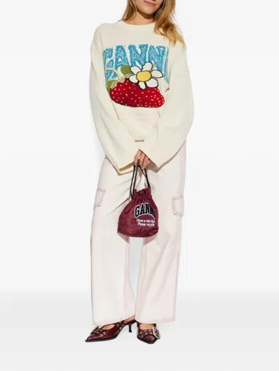 Ganni Multi-pocket Cargo Pants In White