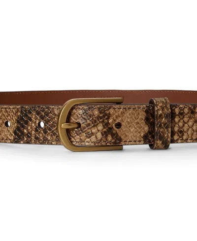 Ralph Lauren Python-embossed Leather Belt In Brown