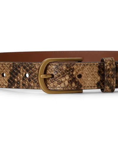 Ralph Lauren Python-embossed Leather Belt In Brown