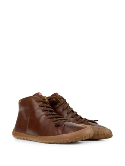 Camper Peu Path+ Leather Ankle Boots In Brown
