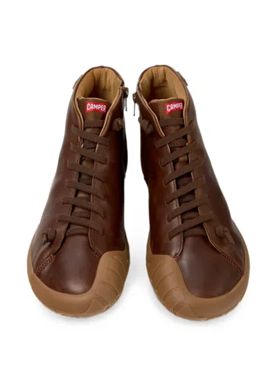 Camper Peu Path+ Leather Ankle Boots In Brown