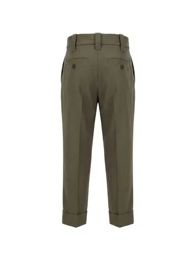 Brunello Cucinelli Pleated-detail Turn-up Trousers In Green