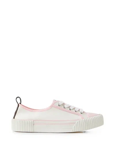 Versace Lace Sneakers Contrast Trim Pull Tab Sole In White