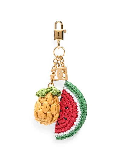 Dolce & Gabbana Logo-plaque Keychain In Multi