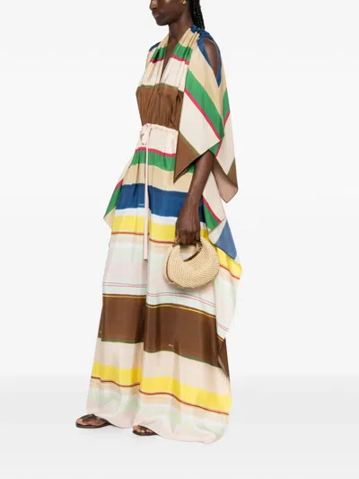 Fendi Striped Draped Jumpsuit In Multi