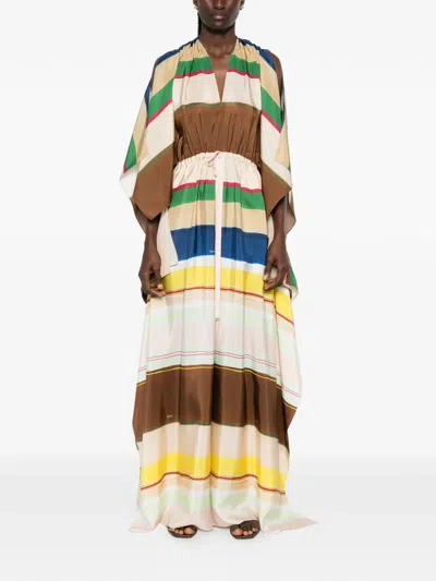Fendi Striped Draped Jumpsuit In Multi