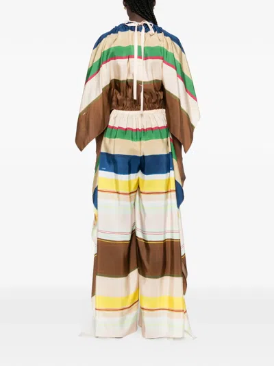 Fendi Striped Draped Jumpsuit In Multi