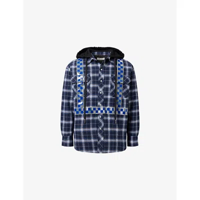 Awge Mens Dark Check Workwear Flannel Check Cotton-blend Jacket In Multi