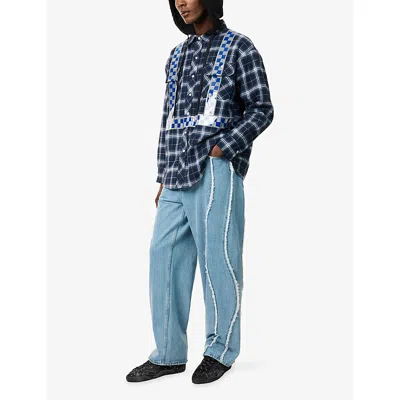 Awge Mens Dark Check Workwear Flannel Check Cotton-blend Jacket In Multi