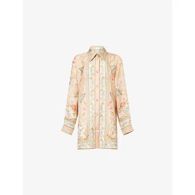 Zimmermann Womens Pink Tapestry Floral Roselight Printed Silk Shirt In Multi
