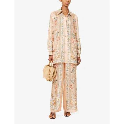 Zimmermann Womens Pink Tapestry Floral Roselight Printed Silk Shirt In Multi