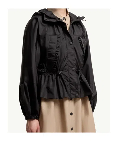 Moncler Imaginaire Short Nylon Canvas Parka In Black