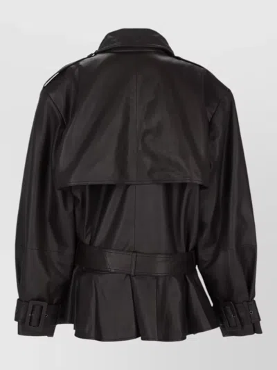 Rotate Birger Christensen Rotate Birgerchristensen Biker Jacket In Lamb Leather In Dark Brown In Black