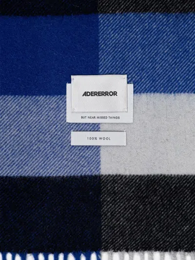 Ader Error Check-pattern Fringed Scarf In Blue